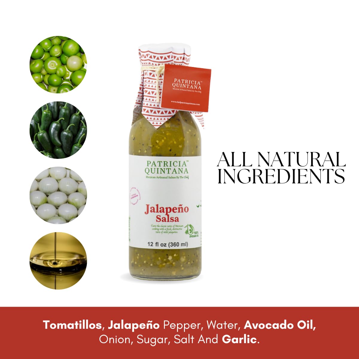 Patricia Quintana Jalapeño Salsa - Authentic Mexican Ingredients - 12 oz, 2 Bottles