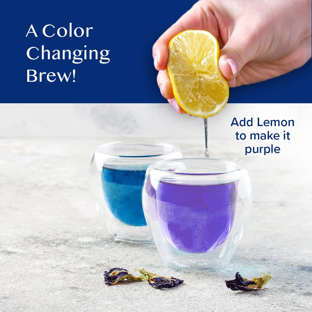 Vahdam, Butterfly Pea Flower Tea (1.76Oz) 100+ Cups | Delicate & Earthy | Vacuum Sealed For Freshness | Butterfly Pea Flower Loose Leaf Tea | Brew Iced Tea, Cooking, Mocktails & Cocktails