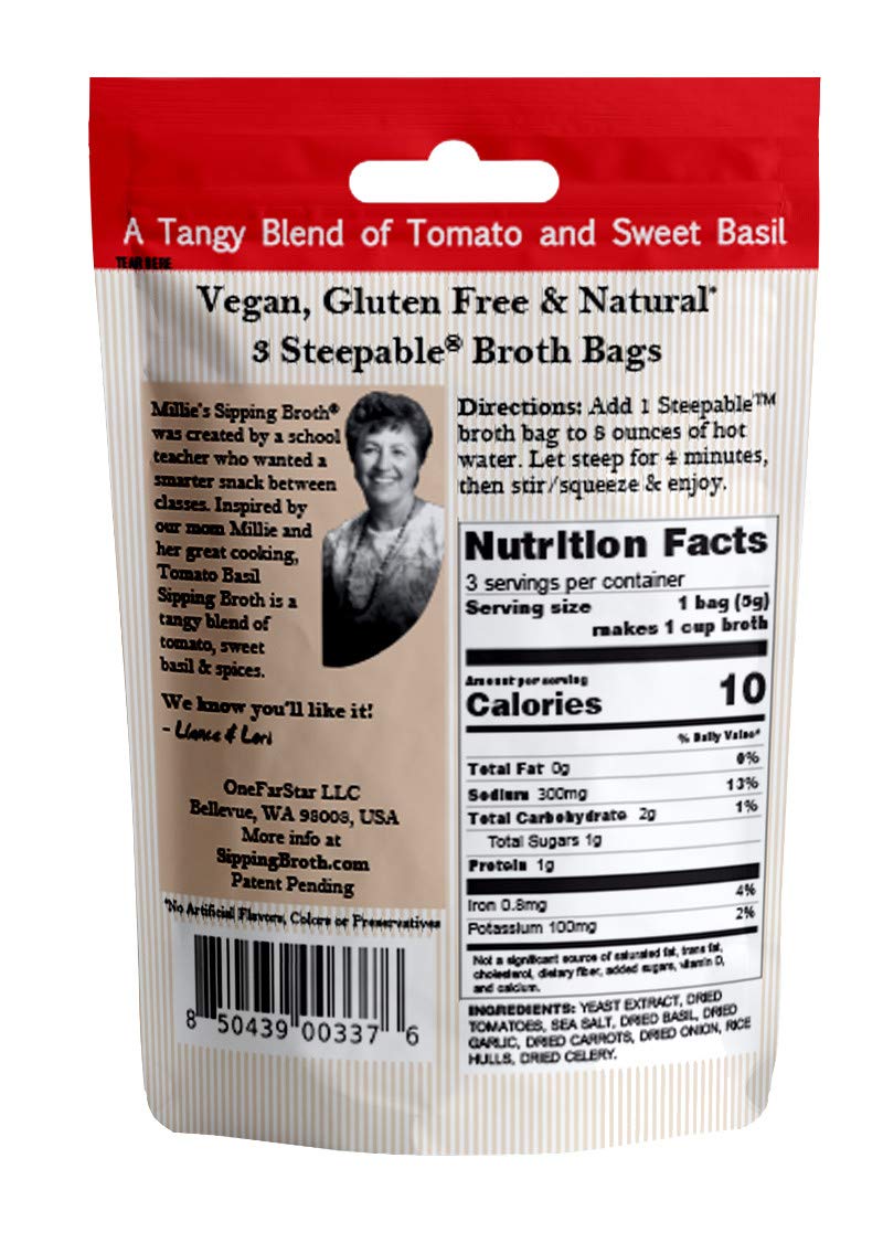 Millie'S Sipping Broth Steepable Vegetable Broth With Savory Seasonings For Snack Urges | Vegan, Keto, Gluten Free, Intermittent