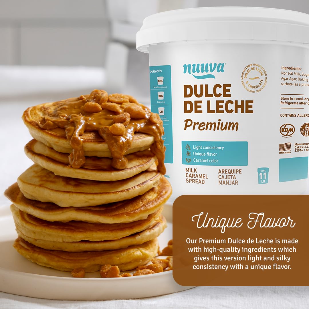 Nuuva Foods Enhanced Dulce De Leche – Authentic Creamy Caramel Spread – Perfect For Desserts, Baking, And Spreading, Caramel, Carmel Syrup, Dulce De Leche Syrup - 11 Lbs