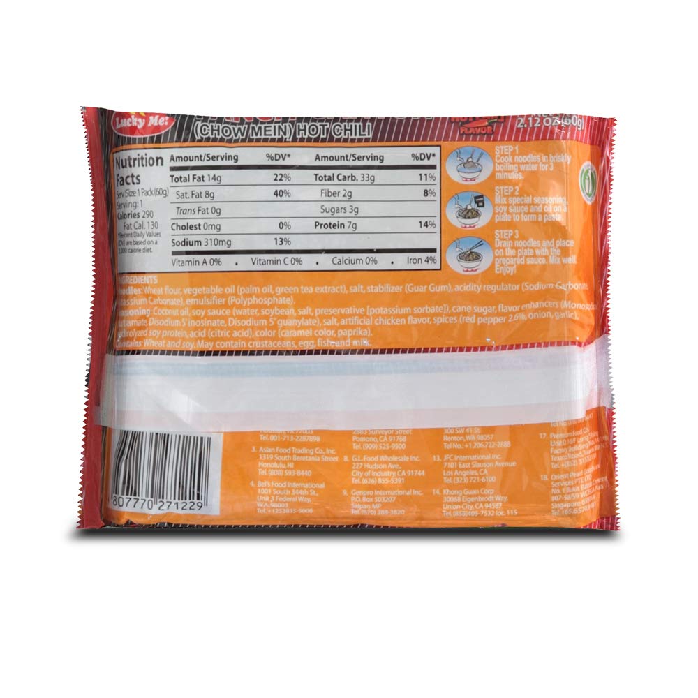 Lucky Me Pancit Canton Hot Chili Flavor (Pack Of 30)