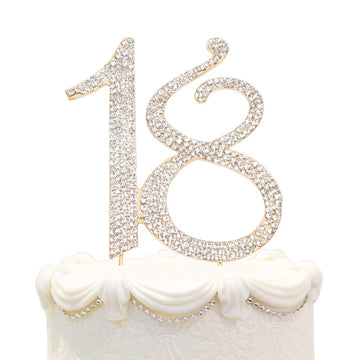 Hatcher Lee Bling Crystal Happy 18 Birthday Cake Topper - Best Keepsake | 18Th Party Decorations Gold