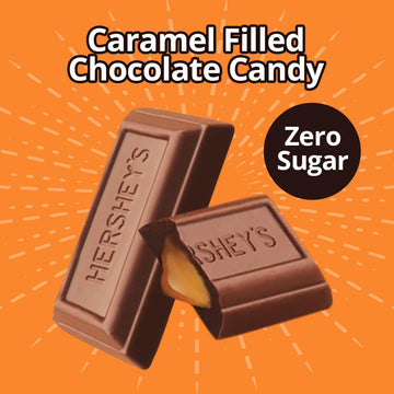Hershey Zero Sugar Caramel Filled Chocolate Candy 4 Pound Approx 200 Pieces - Individuuly Wrapped Sugar Free Candy Bars For Part