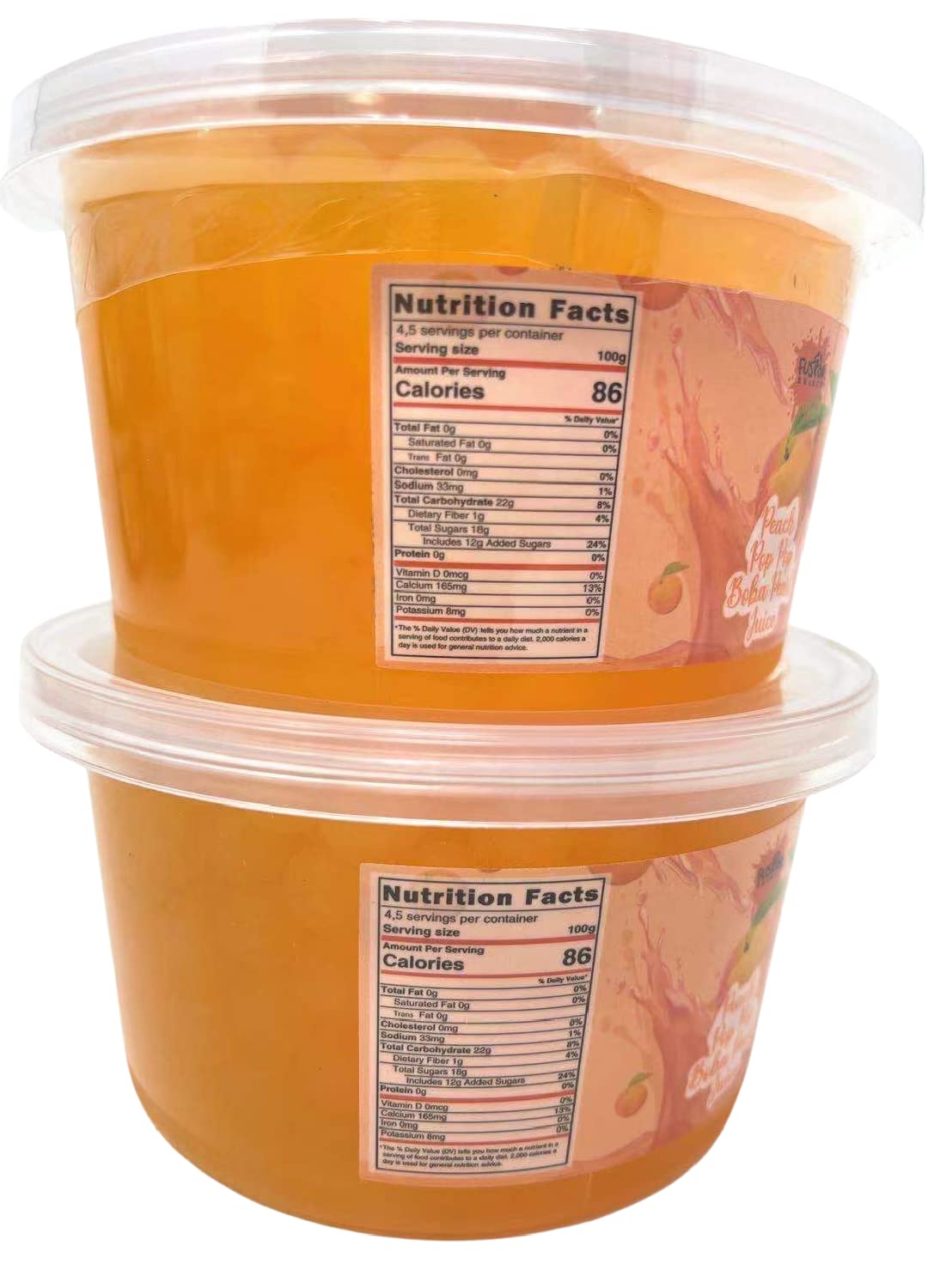 Fusion Select Bursting Bobaz Popping Bobaz Pearls Fruit Tea Snack Toppings (Peach, 2 Pack)