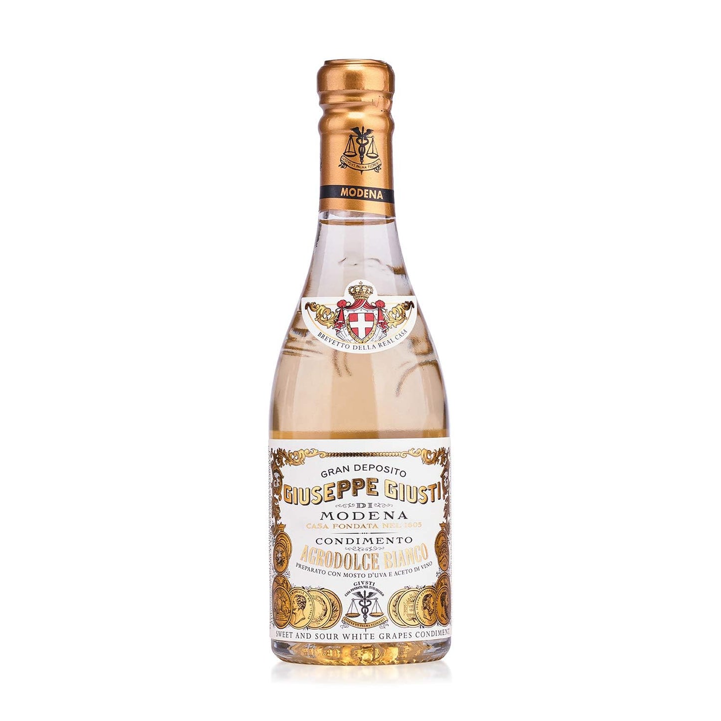 Giusti White Vinegar Dressing - A White Condiment for Cooking and Finishing Dishes such as Salads  Vegetables  or Fish. Made in Italy with Balsamic Vinegar of Modena - 8.45 fl oz (250 ml) - Pack of 1