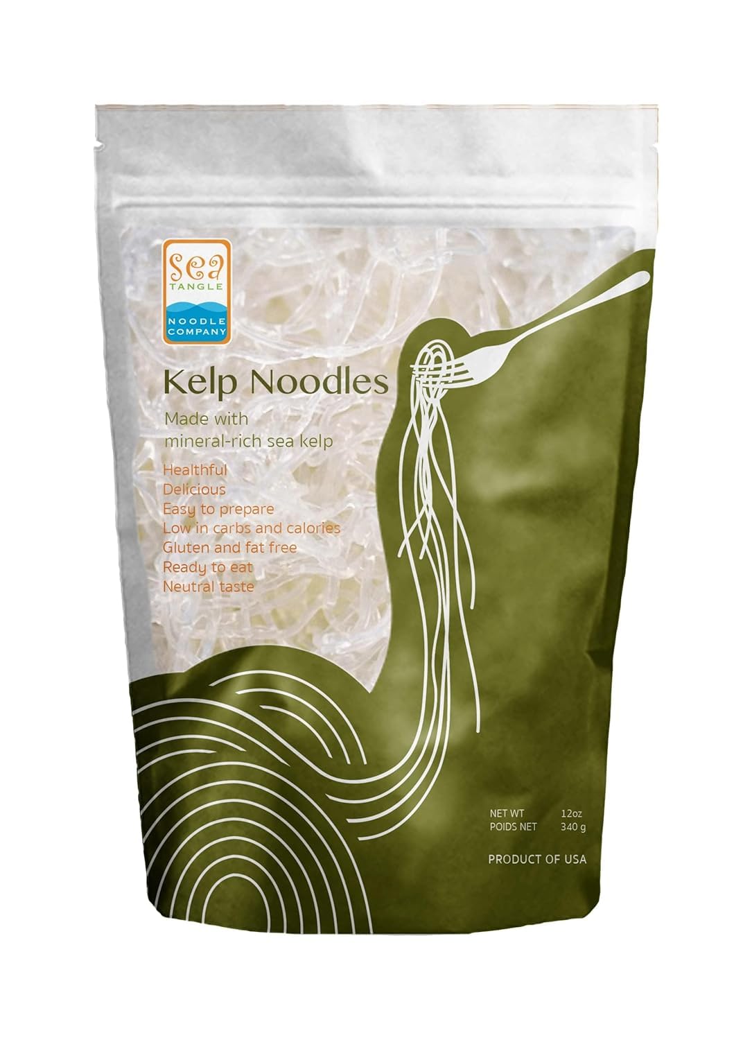Sea Tangle Kelp Noodles (12oz) - 6 Pack - Low Calorie Asian Noodles for Healthy Noodle Dishes - Gluten Free - Similar to Rice No