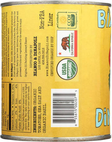 Bianco Dinapoli Organic Whole Peeled Tomatoes, 28 Oz, 6 Pack (One Pack)