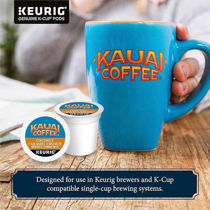 Kauai Coffee K-Cup Pods for Keurig – Medium Roast, Vanilla Macadamia Nut – 22 Count Pack