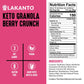 Lakanto Berry Crunch Granola - Delicious Snack, Quick Breakfast Cereal, Keto Friendly, Monk Fruit Sweetener, No Sugar Added, Veg