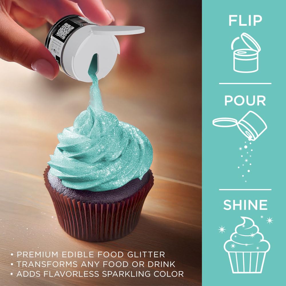 Bakell - Turquoise Tinker Dust (5G, 1X Jar) Edible Glitter For Food, Desserts, And Beverages!