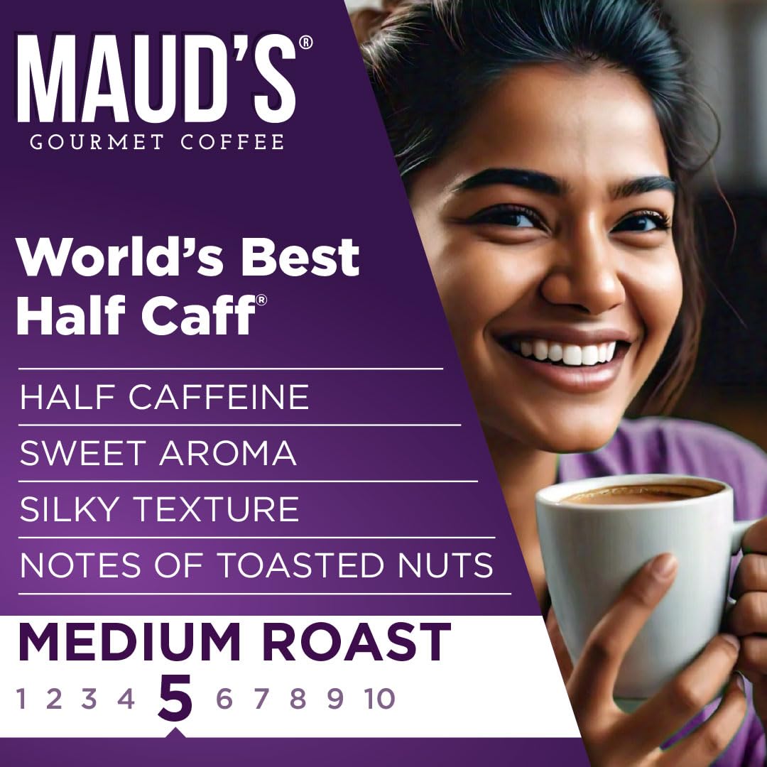 MAUDS Instant Half Caff Coffee, Medium Roast, 26 Count Single Serve Travel Packs, 100% Arabica Coffee