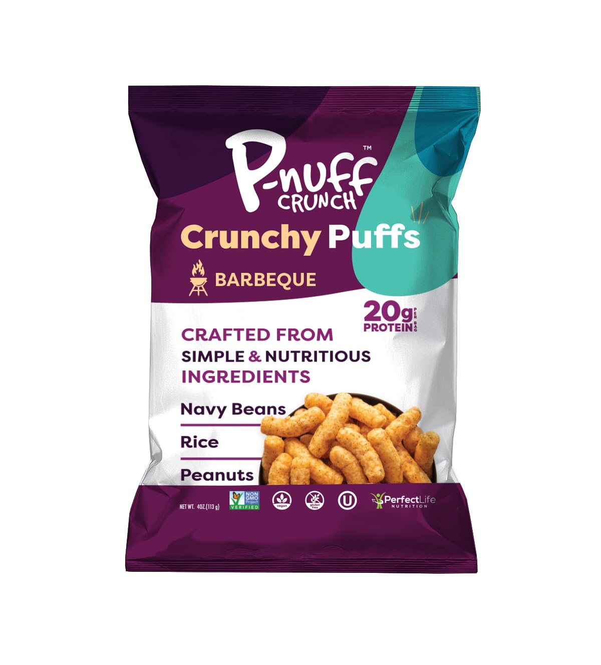 P-Nuff Crunch Peanut Butter Puffs - Vegan, Gluten Free, Low Calorie Snacks, 4 Oz Bag (Pack of 15)