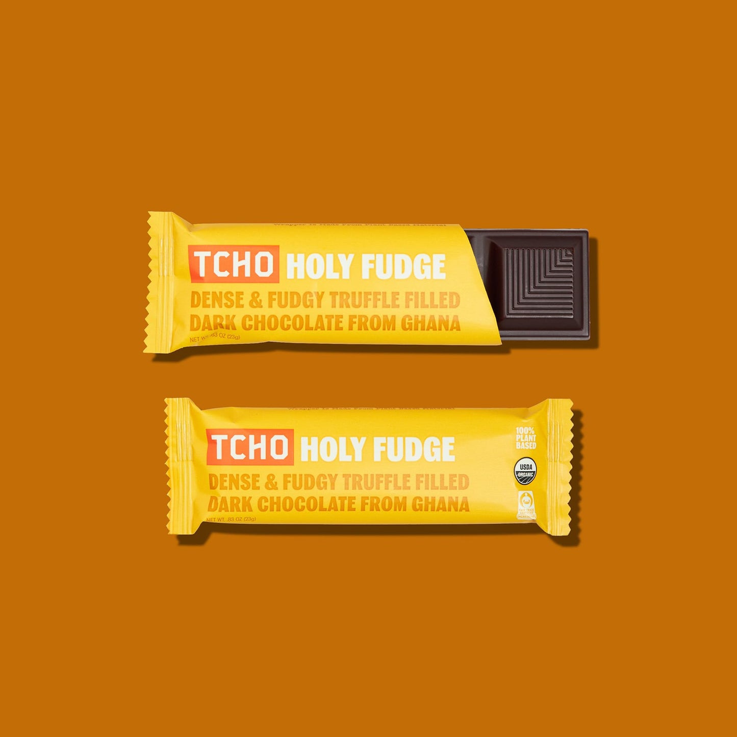 Tcho Holy Fudge Chocolate Truffle Bars - 100% Plant-Based Organic Dark Chocolate - Vegan, Soy-Free, Gluten-Free, Individually Wr