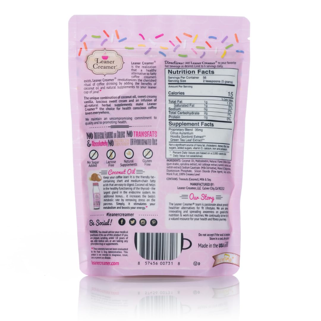 Leaner Creamer Non-Dairy Sugar Free Coffee Creamer Powder, Birthday Cake Flavor, 9.87 oz (Pack of 1)