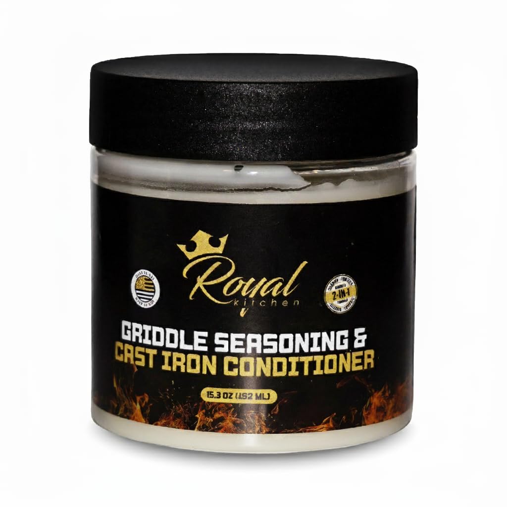 Royal Kitchen Cast Iron & Carbon Steel Seasoning Conditioner 2-In-1 | Effective For Restoring  Protecting & Conditioning Blackstone Griddle  Cast Iron And Dutch Oven Cookware Food Safe And Easy To Use Conditioner (15.3 Ounce (Pack Of 1))