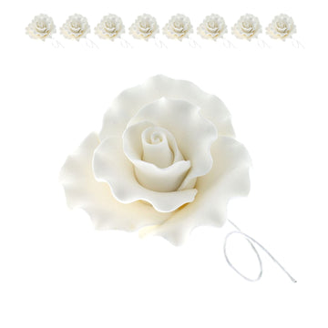 Global Sugar Art Aussie Rose White Sugar Cake Flower Large, 8 Count by Chef Alan Tetreault