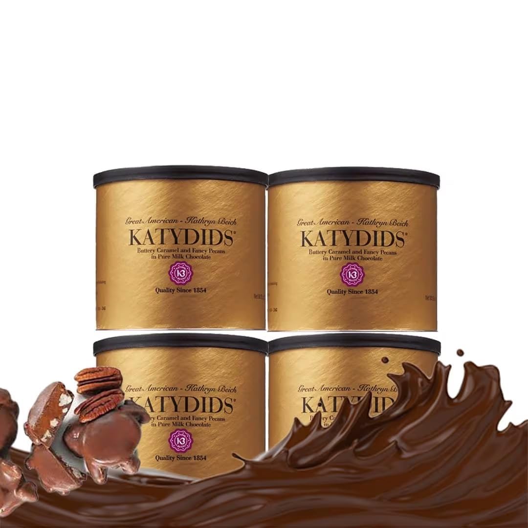 Kathryn Beich Katydids Candy (4 tins) - Kathryn Biech Original Milk Chocolate Caramel Pecan Clusters- The Turtles in the Famous 