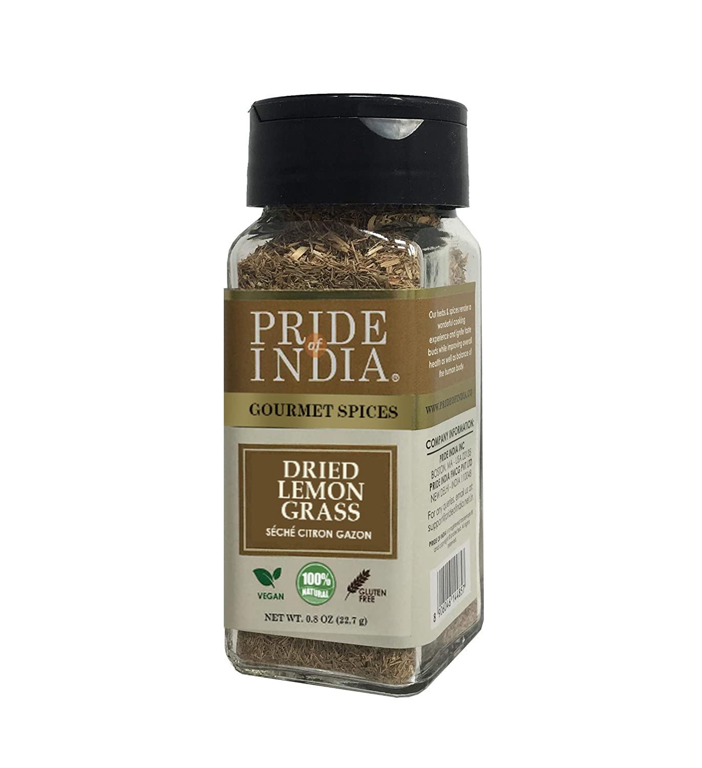 Pride Of India - Natural Lemongrass Fine Cut & Sifted - 0.8 Oz (22.7 Gm) Small Dual Sifter Jar -Certified Pure And Authentic Ind