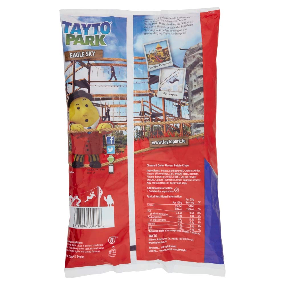 Tayto Cheese & Onion Chips 25G X 6 Pack By Tayto