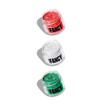 Fancy Sprinkles Madame Claus Edible Glitter Set for Sparkling Food & Drinks, No Taste or Texture Ruby Red, Diamond White, Emeral