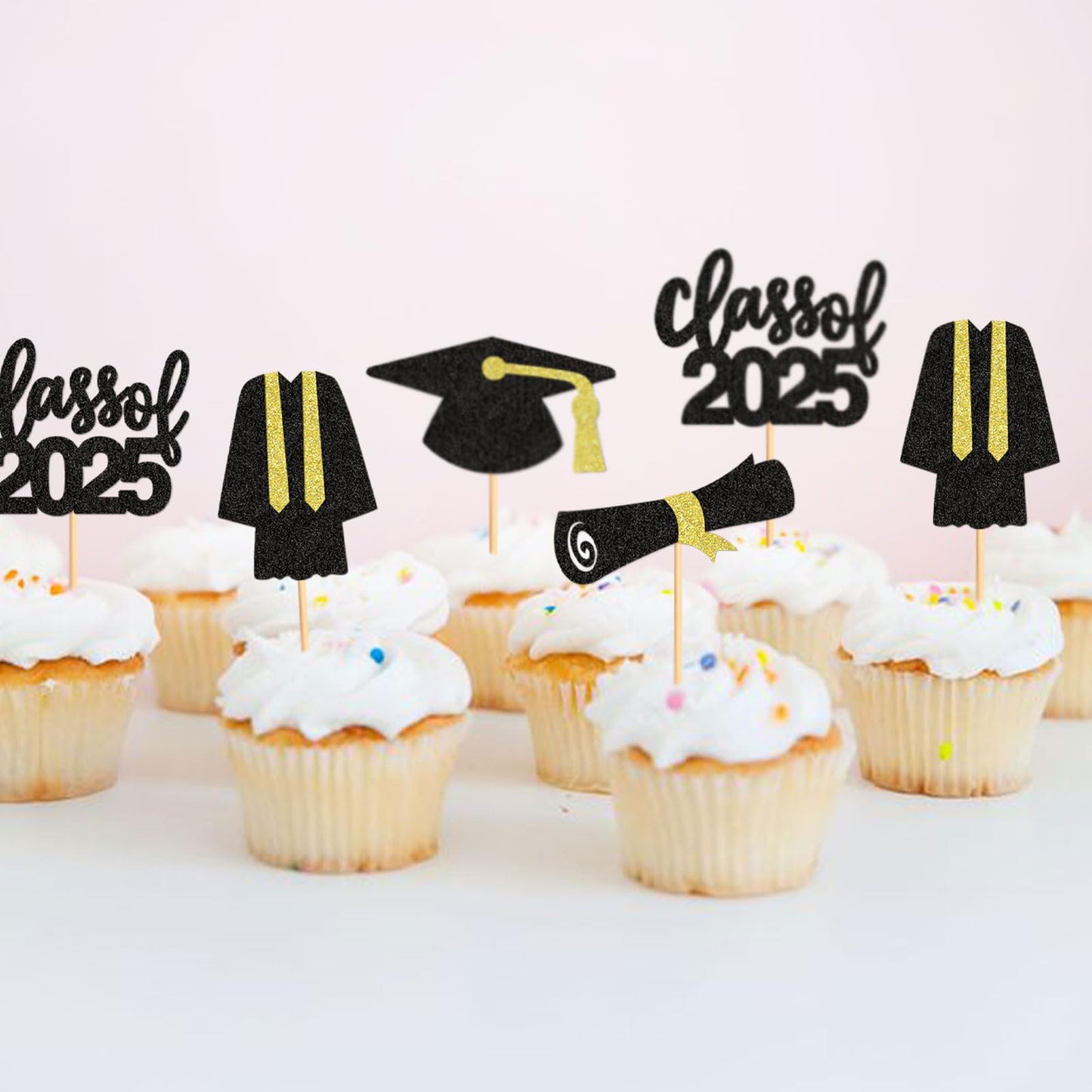 24 Pack 2025 Graduation Cupcake Toppers Class Of 2025 Graduation Uniform Graduate Graduation Hat Cupcake Picks For 2025 Graduati