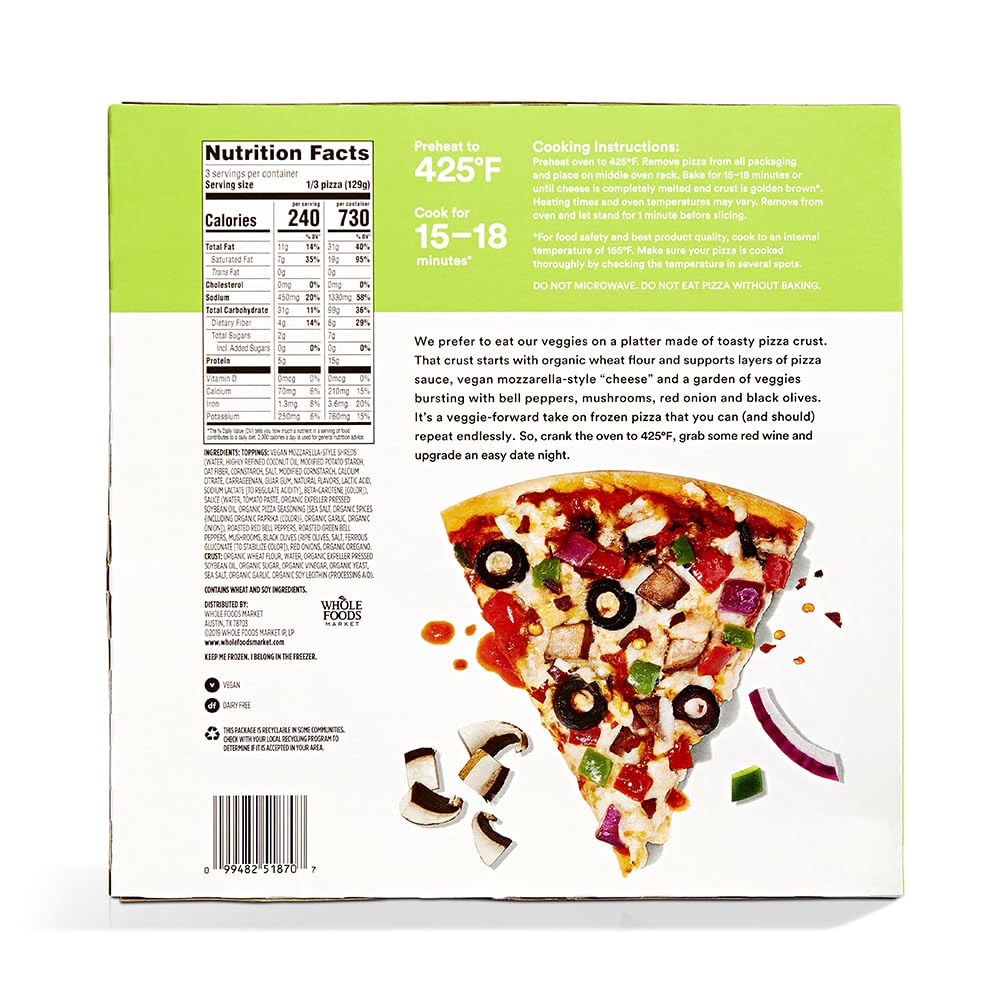 365 by Whole Foods Market, Vegan Ultimate Veggie thin crust pizza 13.7 Ounce