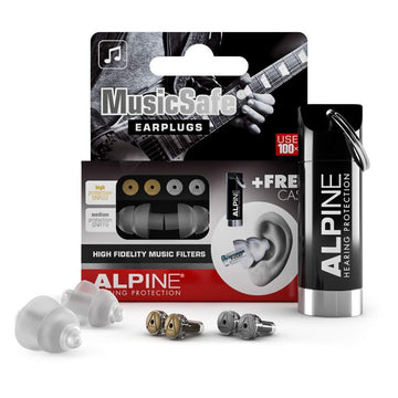 Alpine Musicsafe - High Fidelity Earplugs For Musicians - 2 Interchangeable Filter Sets: 19 & 22 Db - Professional Musician Hearing Protection - Transparent