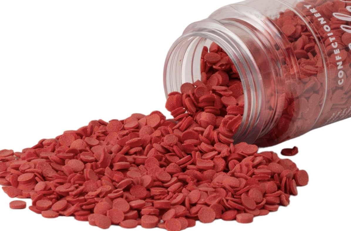 Edible Accents Red Sequins - Confectionery Accents, Gluten Free, Egg Free, Nuts Free, Kosher, Fancy Sprinkles Medley Mix, For Ba