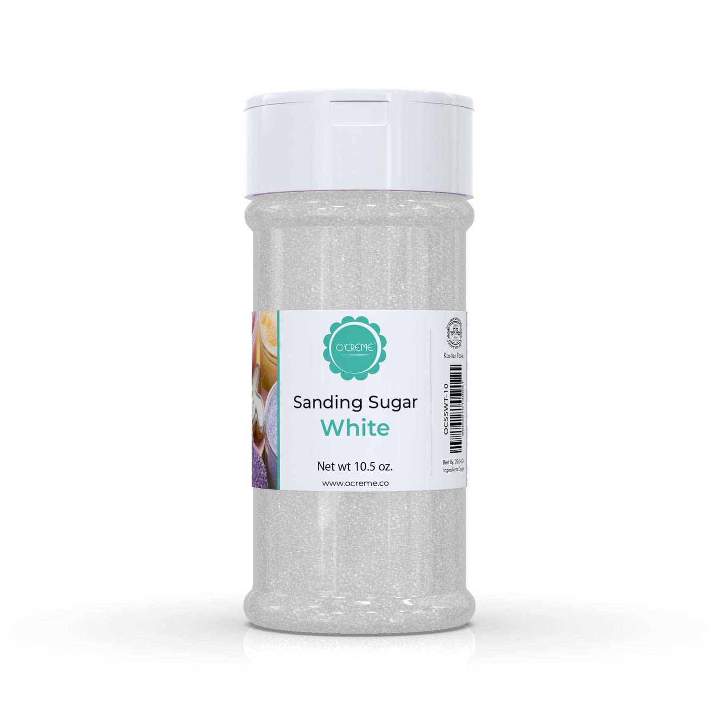 OCREME Sanding Sugar for Cookie Decorating – 10.5 Ounce – White Crystals for Cakes, Cupcakes, and Cookies