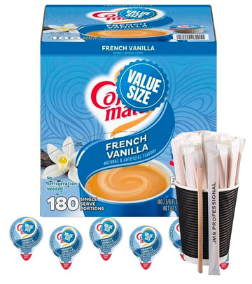 French Vanilla Creamer Singles, Liquid Creamer Singles, Non Dairy, No Refrigeration, 180 Creamer Singles Included Great for Offi