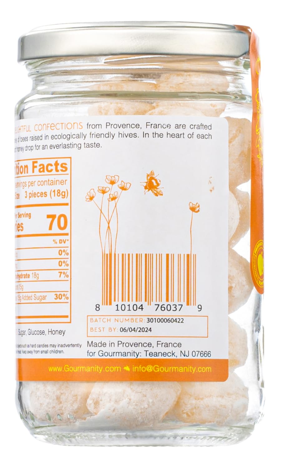 Gourmanity Honey Drops - Hard Honey Candy with Surprise Filling, 7oz Pack of 2