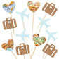Morndew 24 Pcs Travel Cupcake Toppers Blue Airplane Map Heart Traveling Case Cake Topper Picks For World Awaits Travel Themed Ba