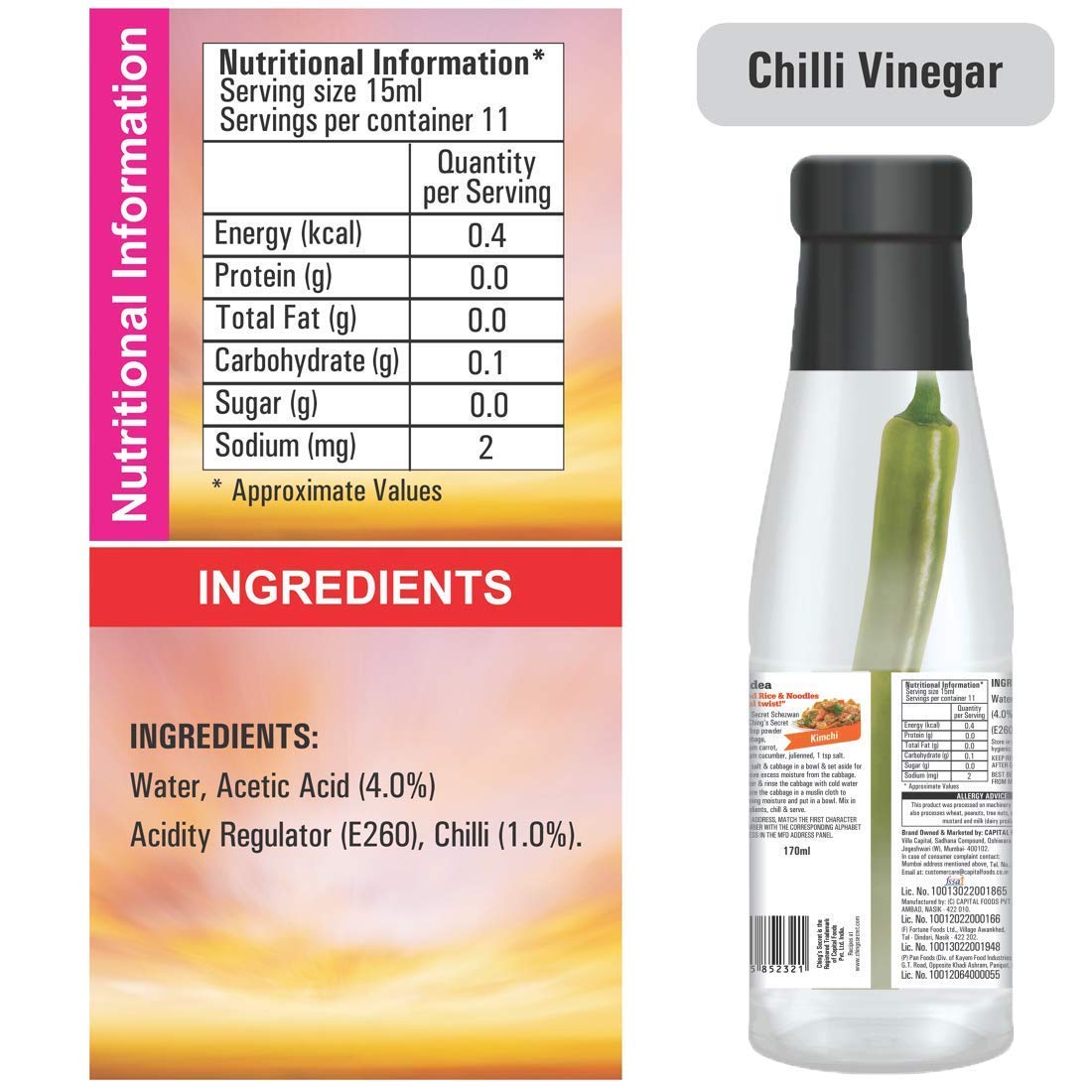 Ching'S Secret | Chilli Vinegar 170 Gm (Single Pack)