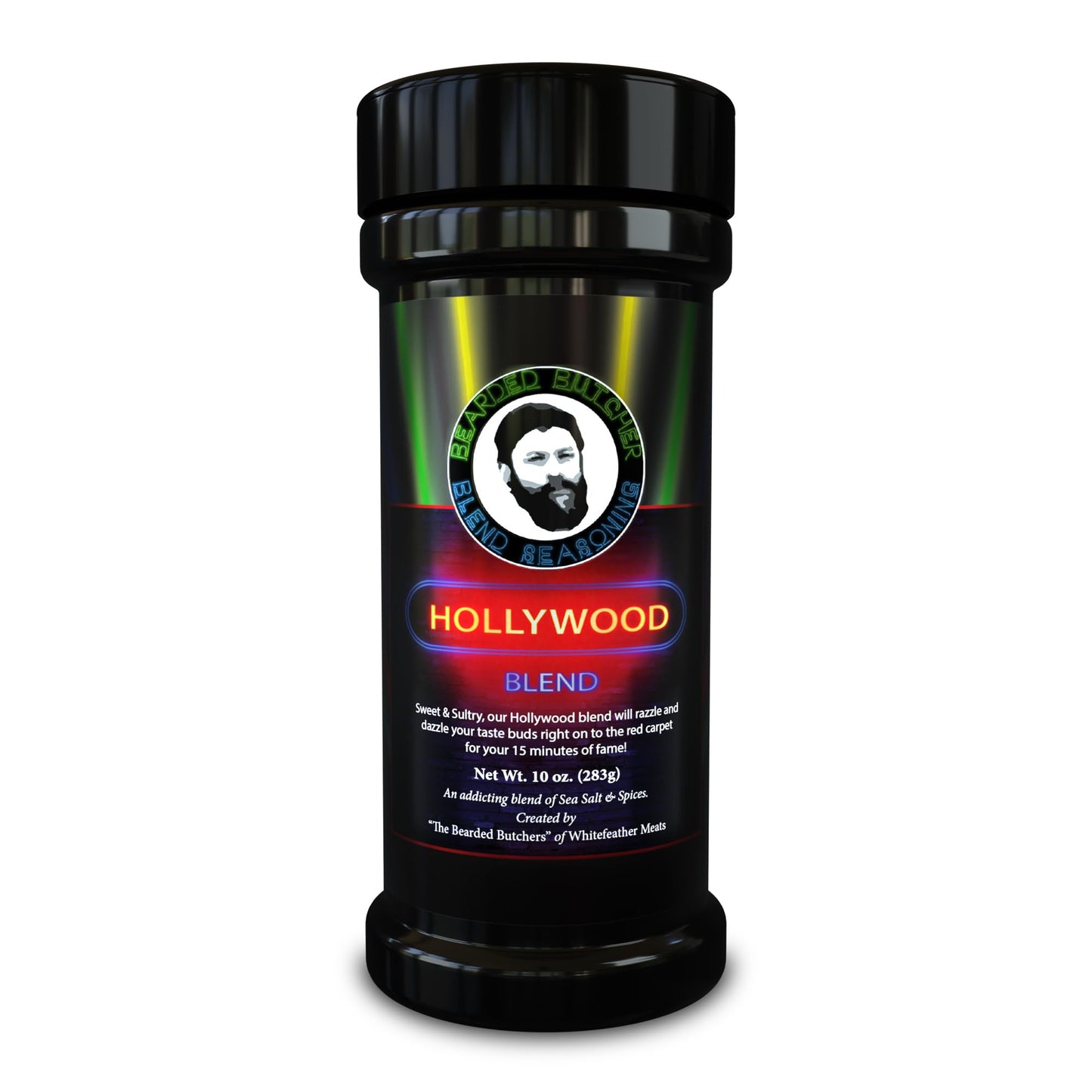 Bearded Butchers Hollywood Blend Seasoning, 10 oz Large Shaker - Sweet & Sultry with Pure Cane Sugar & Molasses, Ideal for Pork 