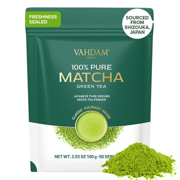 Vahdam, Matcha Tea Powder (50 Cups,3.53Oz) Pure Authentic Japanese Matcha Green Tea Powder  Classic Culinary Matcha From Japan