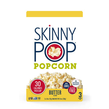 Skinnypop Butter Microwave Popcorn Bags, Healthy Snacks Microwavable Bags, 2.8 Oz, 12 Boxes (3 Bags Per Box), 36 Bags Total, Ski