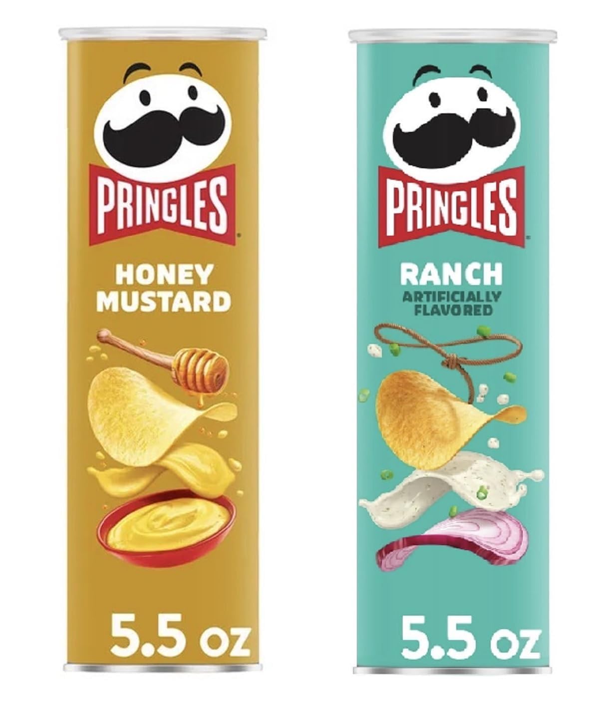 Pringles Potato Chips Flavor Pairing Variety Set 5.5oz - 2 cans (Honey Mustard & Ranch)