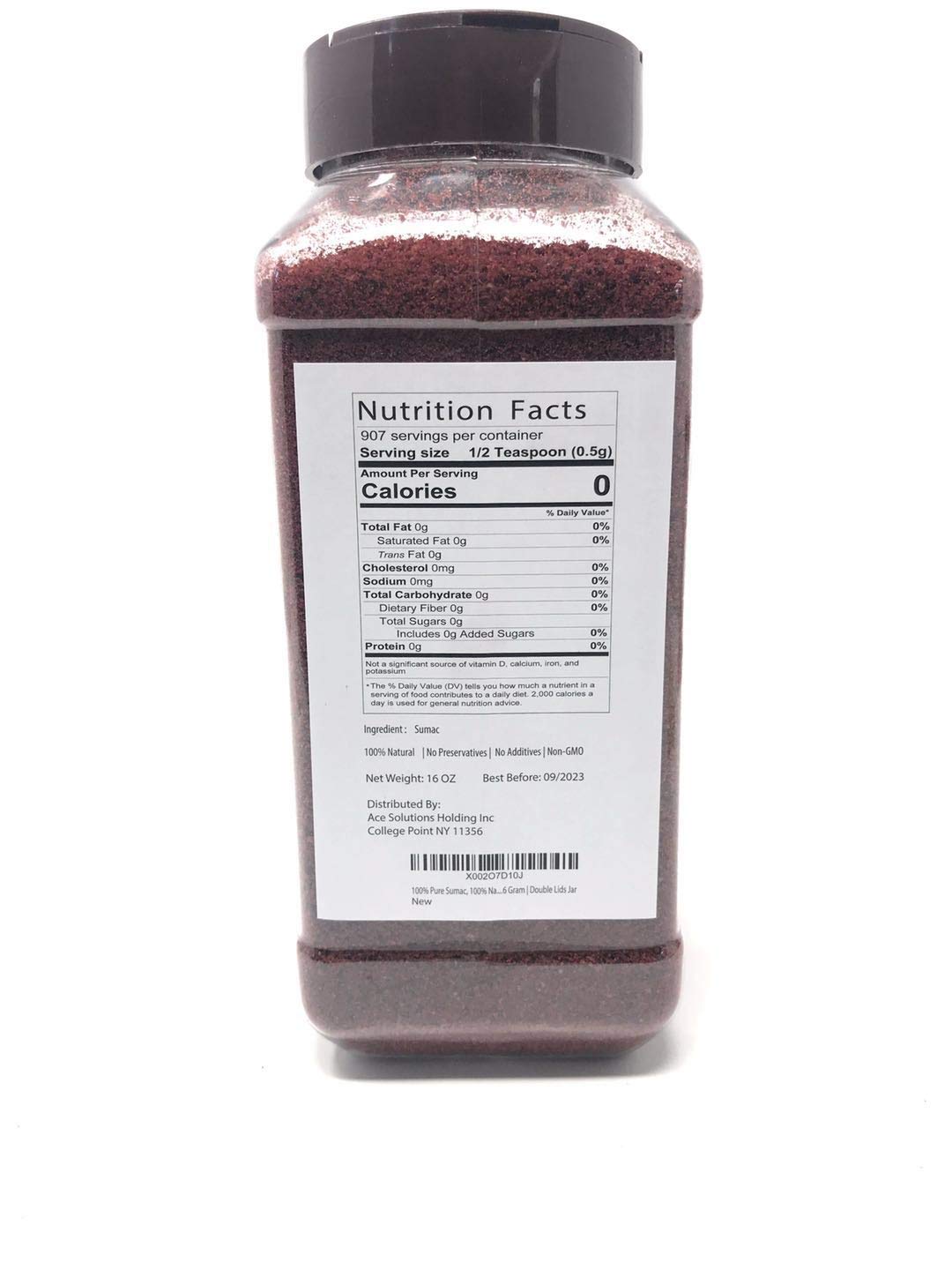 100% Pure Sumac, 100% Natural Sumac Powder | No Salt | Non-GMO | Middle Eastern Spices | | Double Lids Jar (14 Ounce)