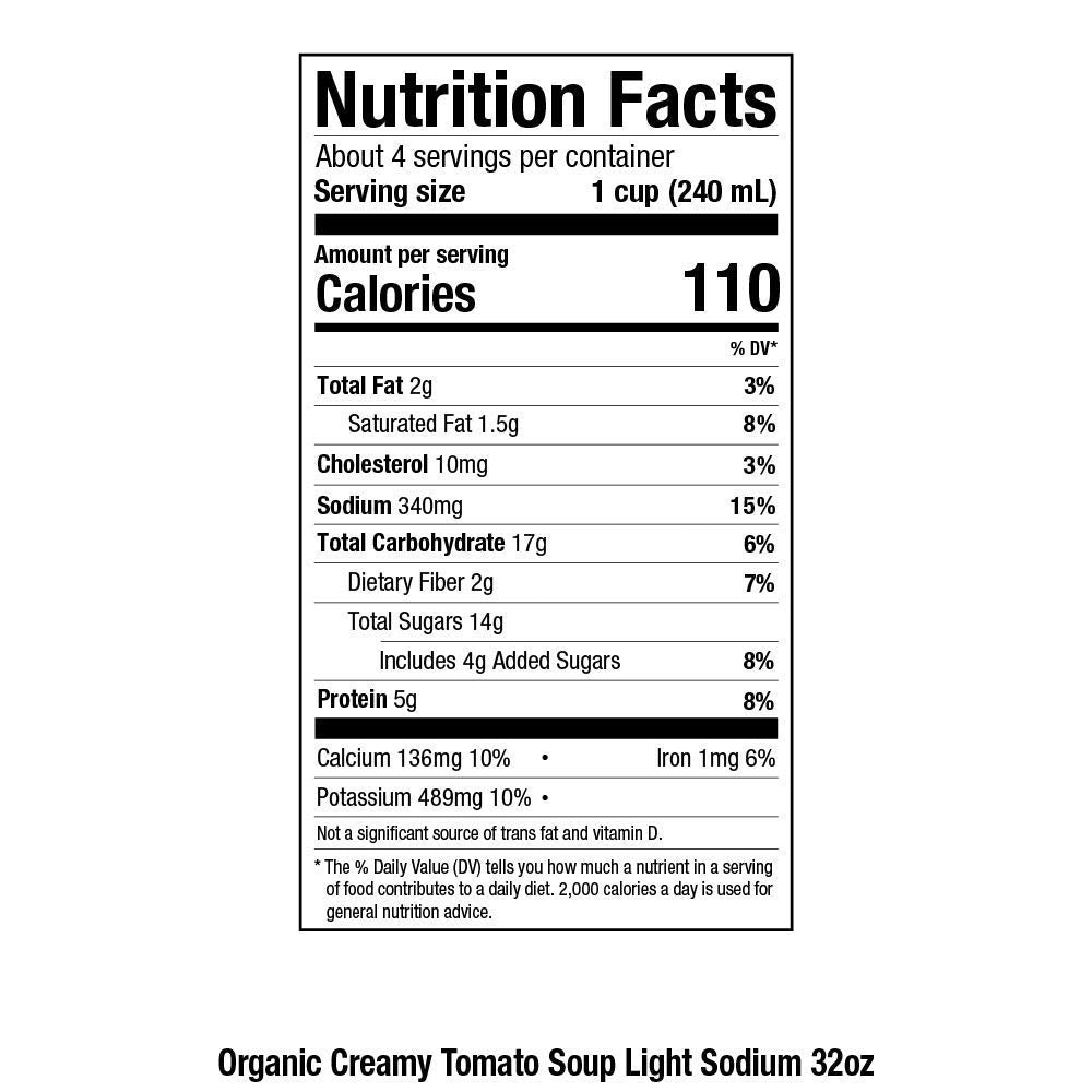 Pacific Foods Light in Sodium Organic Creamy Tomato Soup, 32 oz Carton (12 Pack)
