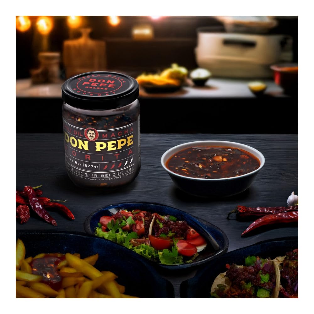 Don Pepe Salsa Macha with Dried Morita Chiles, Gourmet Condiment, 8 oz/227 g
