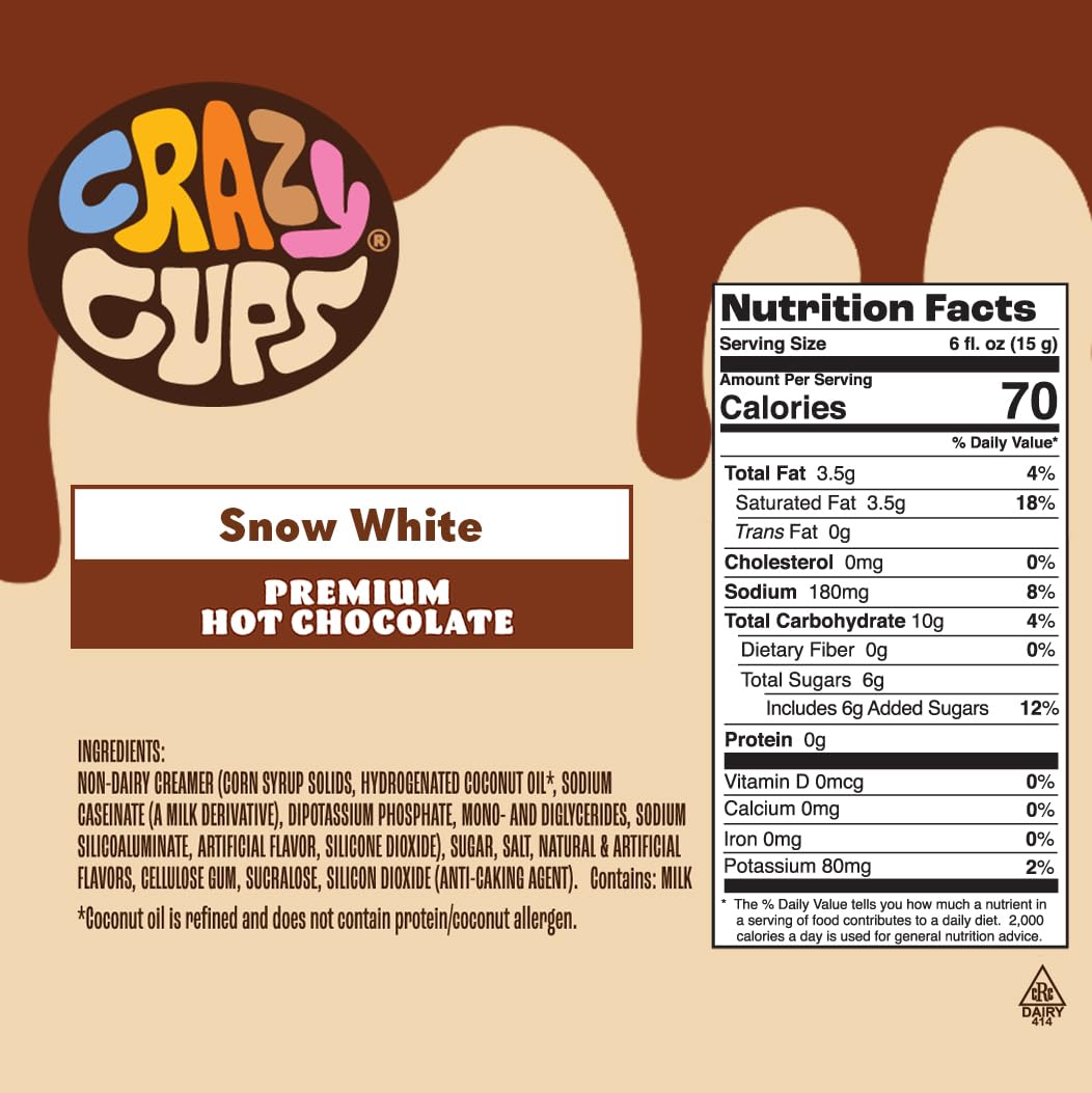 Crazy Cups White Hot Chocolate Pods, Rich & Creamy Flavored Hot Chocolate Single Serve Capsules For Keurig K Cup Malt-Inspired, 22 Count