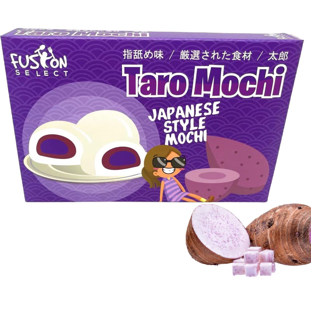 Fusion Select Mochi Daifuku Snacks - Taro Flavor - Chewy Japanese Rice Cakes - 6.35 Ounce Pack