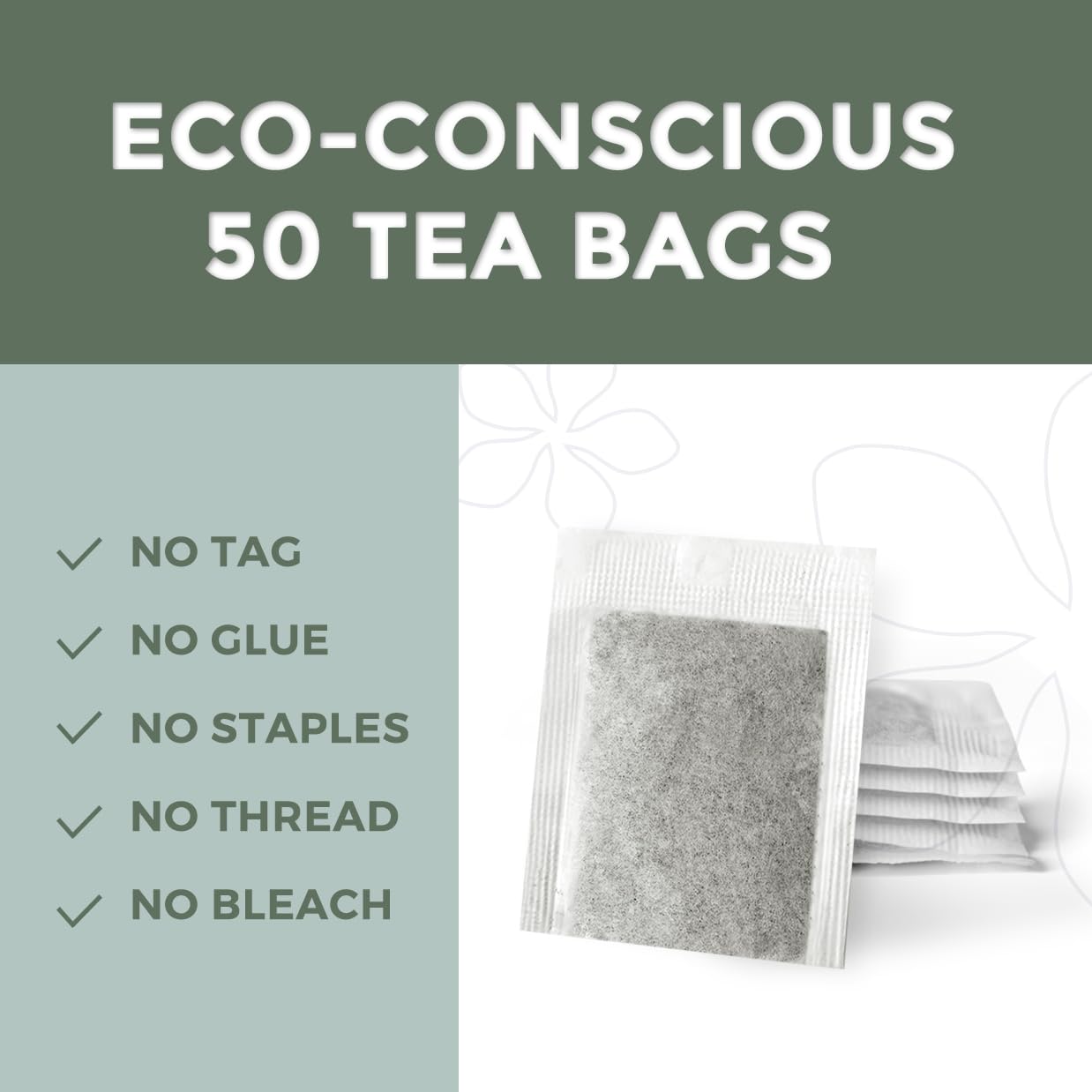Fescha Organic Decaf Green Tea Bags, 2024 New Enhanced Organic Green Tea Decaffeinated, Usda Certified, Iced & Hot Tea, 50 Count