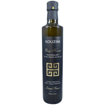 Kouzini Early Harvest Raw Agourelaio Extra Virgin Greek Olive Oil, Cold Pressed, Single Origin, High Polyphenol EVOO with Vibran
