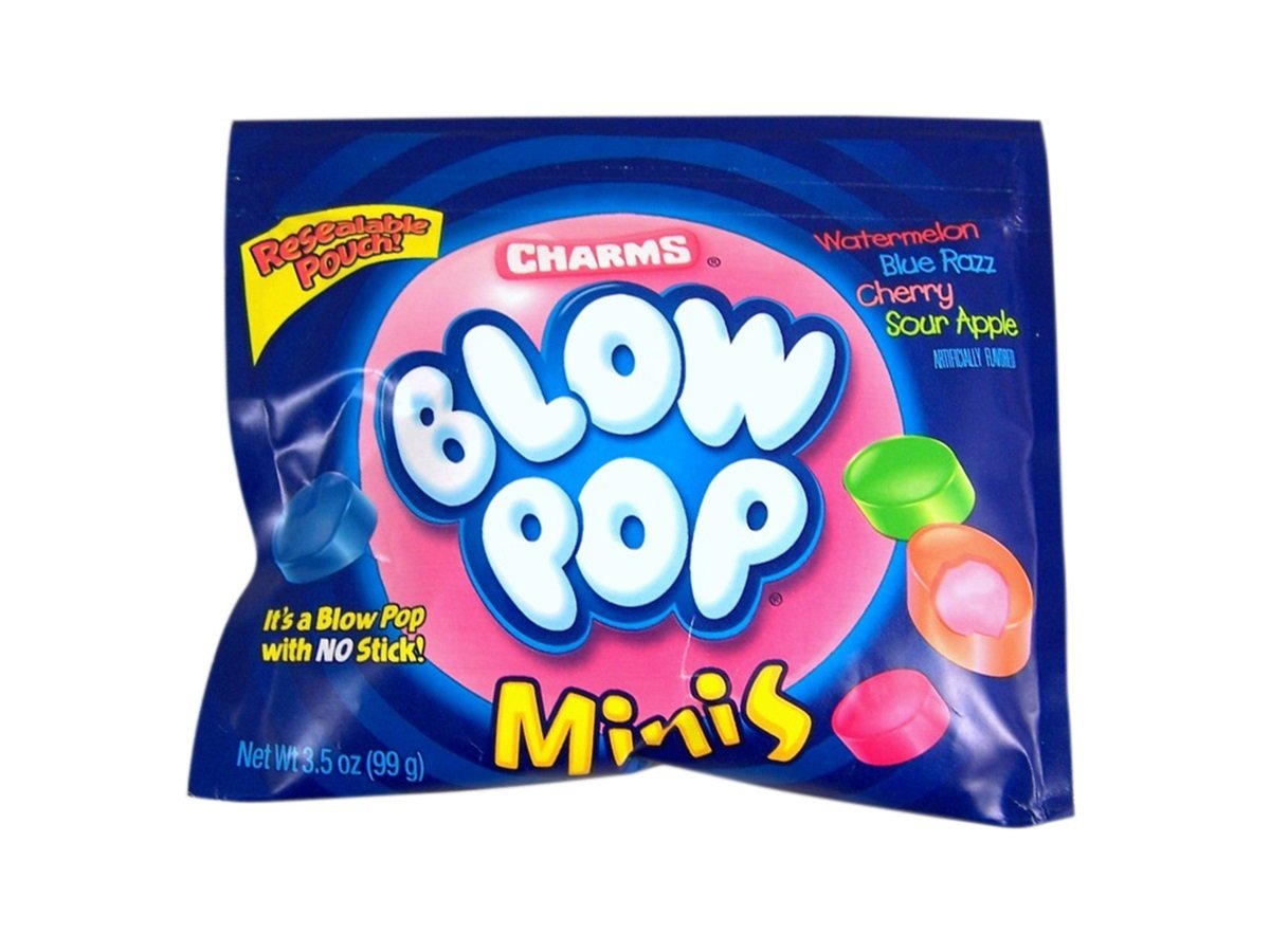 Charms Blow Pops Minis Candy, 3.5 Oz Resealable Pouch, Case Of 12