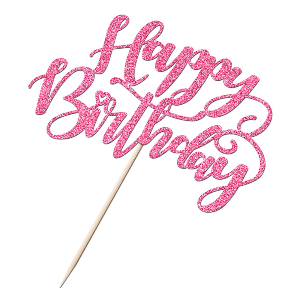 Naicaek Handmade Glitter Happy Birthday Cake Topper,Birthday Party Cake Decorations, Anniversary/Birthday Party Decoration Suppl