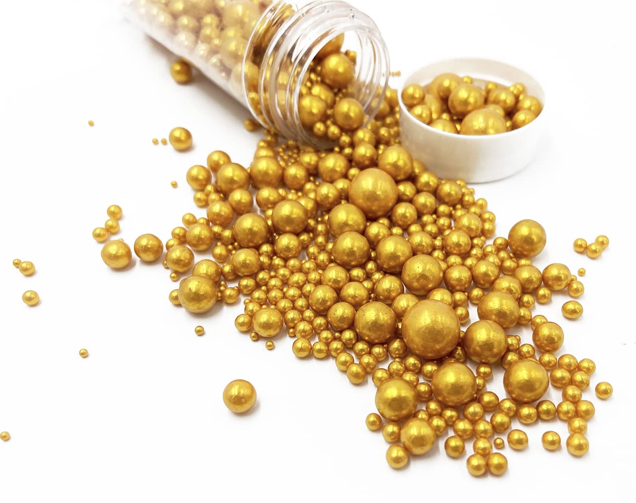 Edible Pearl Sugar Sprinkles Gold Candy 120G/ 4.2Oz Baking Edible Cake Decorations Cupcake Toppers Cookie Decorating Ice Cream T