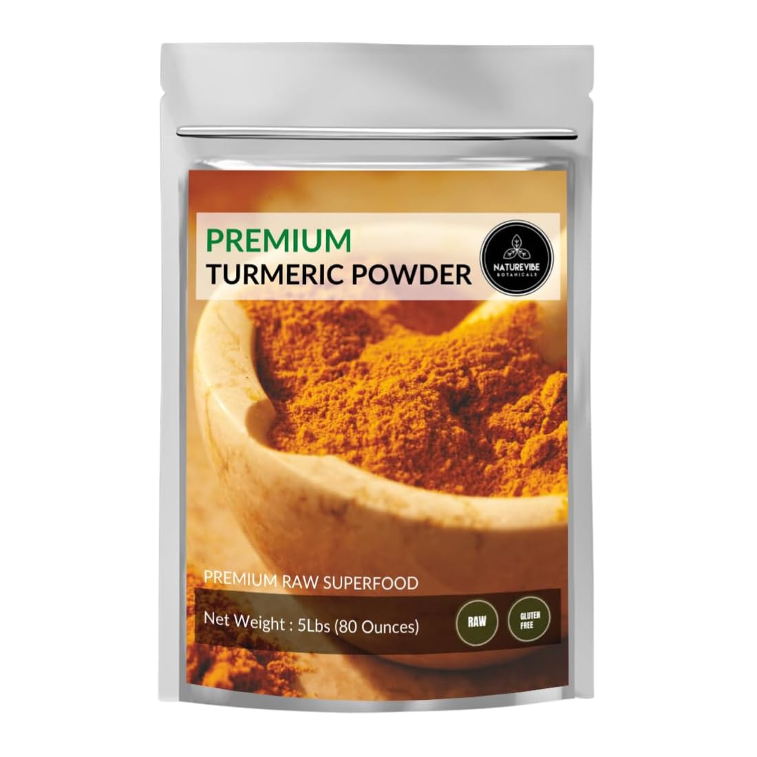 Top-Grade Quality Turmeric Root Powder With Curcumin 5Lbs By Naturevibe Botanicals | Raw Turmeric Root Grounded |100% Pure  Non-Gmo And Gluten Free (80 Ounces)