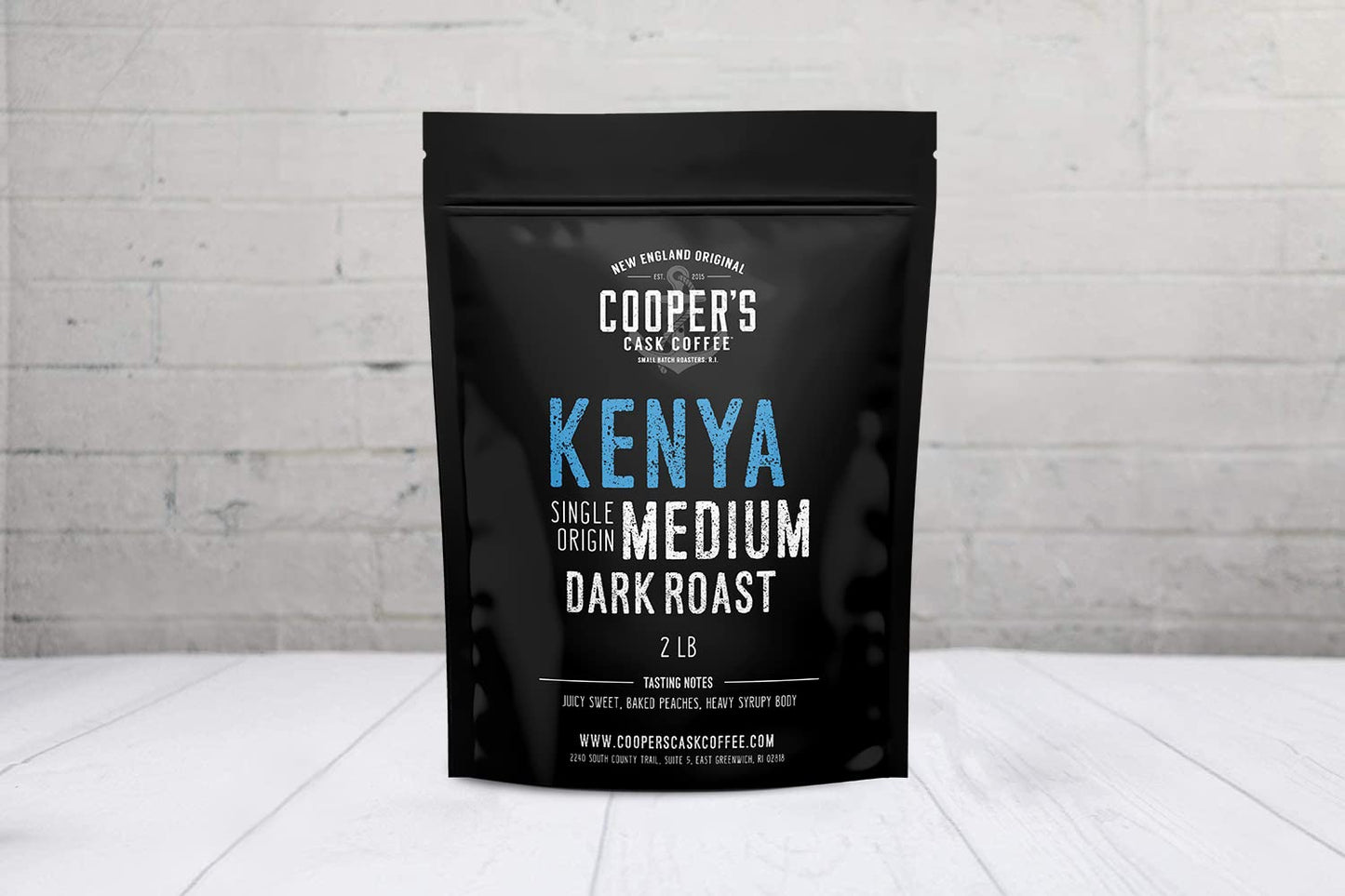 Coopers Cask Coffee Kenya AA Medium-Dark Roast Coffee Beans, Gourmet Whole Bean or Ground, 2lb Bag