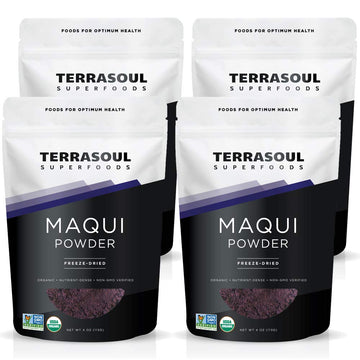 Terrasoul Superfoods Organic Maqui Berry Powder, 1 Lb (Pack Of 4), Freeze-Dried, Antioxidant-Rich Superfood For Smoothies, Desserts, And Immune Support